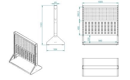 Perforated stand PSZ 21 A S1 double-sided for 4 panels - 5
