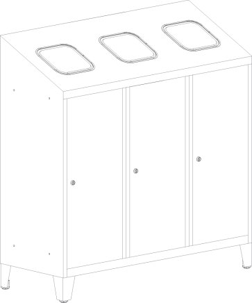 Triple waste bin for sorted waste MPO 03k - 3