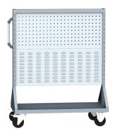 Perforated stand PSZ 21 B S1 double-sided on wheels for 4 panels - 1