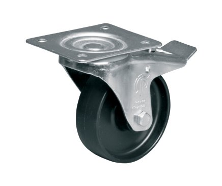Polypropylene wheel, diameter 100 mm, swivel with brake - 1