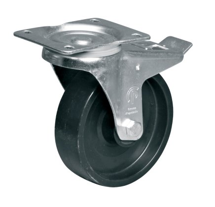Polypropylene wheel, diameter 160 mm, swivel with brake - 1