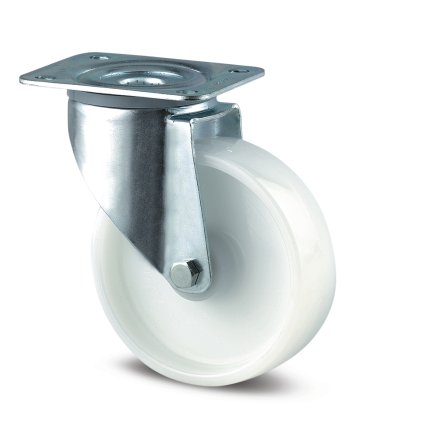 Swivel industrial wheel white with mounting plate (4 models) - 1