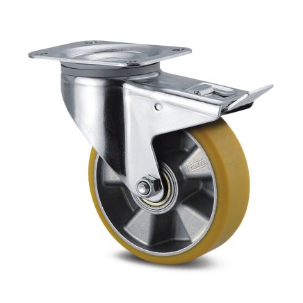 Brown instrument wheel with ø 125 mm with total brake and mounting plate - 1