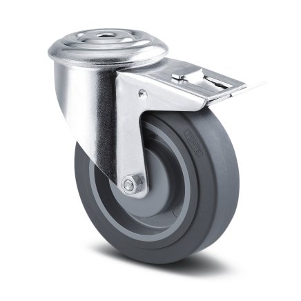 Gray supratech instrument wheel ø 125 mm with total brake and pivot hole, rotatable - 1