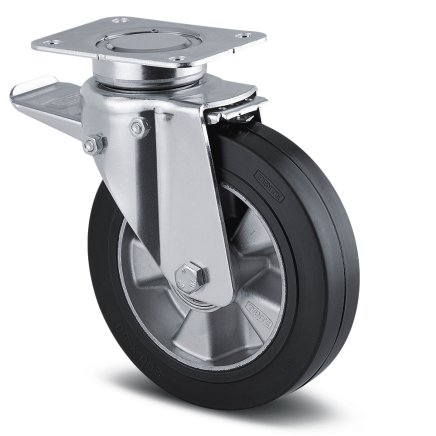 Instrument wheel black with total brake and mounting plate (3 models) - 1