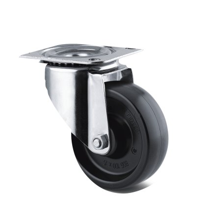 Thermoplastic wheel black with mounting plate (2 models) - 1