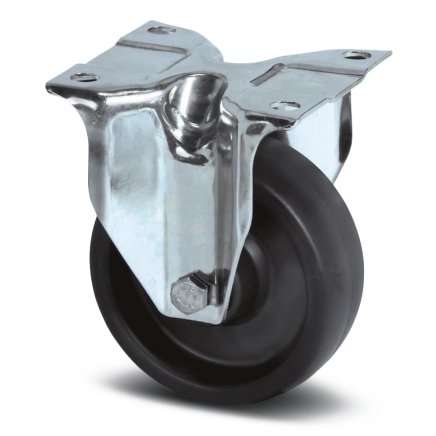 Thermoplastic fixed wheel black with mounting plate (2 models) - 1