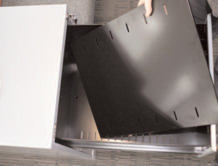 Inserted perforated bottom + 2x dividers for Bisley Contract filing cabinets, FLS format (width 470 mm) - 1