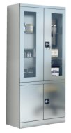 Stainless steel cabinet with glass and solid doors SmlN 114 - 1