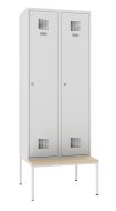 Sum 420 W metal wardrobe with bench P421 W