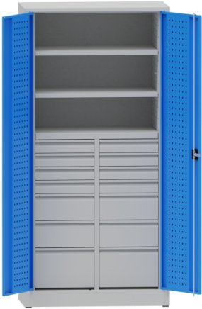 Workshop cabinet with divided drawers and shelves - 1