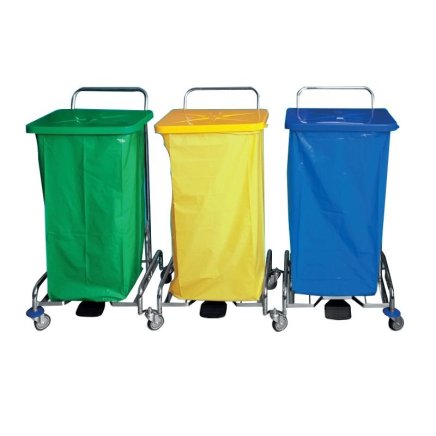Trolley for sorting waste and laundry PEDALBAG III without bag - 1
