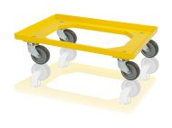 Chassis for crates - 4 swivel wheels, color yellow