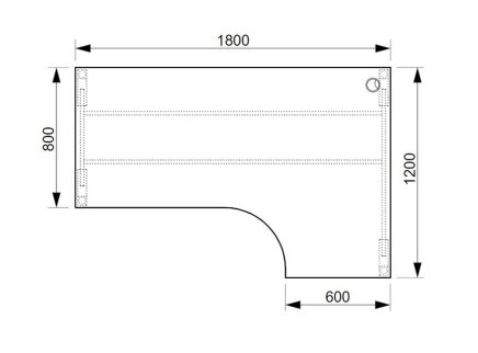 Office desk Ergo left Hobis UEA 180060L - 2