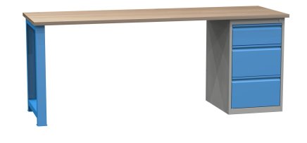 Workshop table with base container SD42133 2100 mm - 1