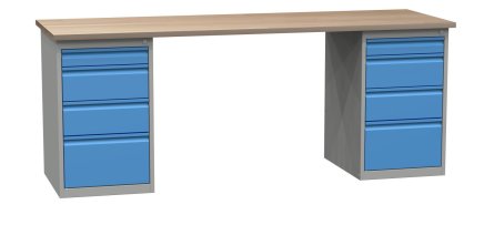 Workshop table with base container SD42134 2100 mm - 1