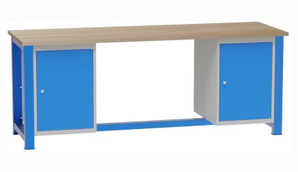 Workshop table with inserted containers - 1