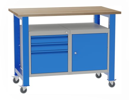 Mobile workshop table with inserted containers SD41213K - 1