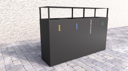 Outdoor bin with roof for sorted waste Steel IV - 1