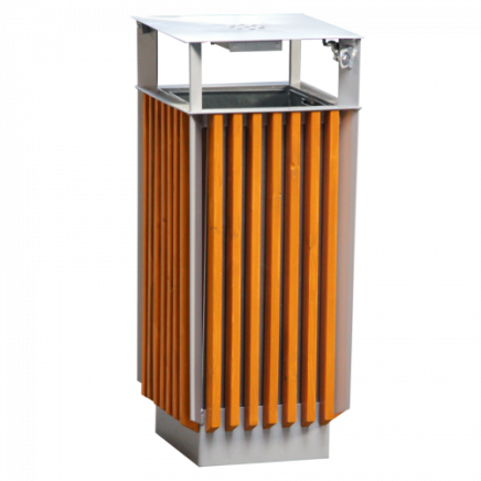 Outdoor wooden trash can with ashtray 1018-S - 1