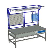 Workshop table made of aluminum profiles with an extension