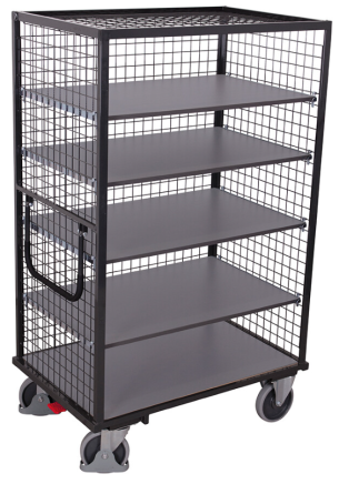 Cabinet trolley with shelves and 3 wire walls - 1