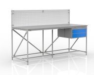 Workshop table with perforated panel width 2000 mm, 24040838 - 1