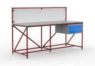Workshop table with perforated panel width 2000 mm, 24040838 - 2
