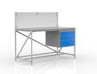 Workshop table with perforated panel width 1500 mm, 24040833 - 1