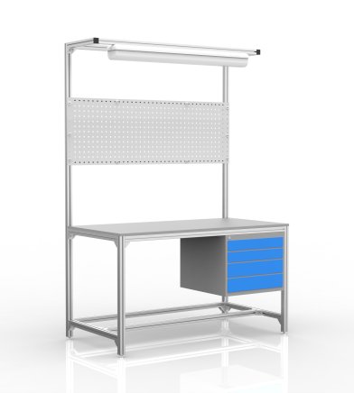 Workshop table made of aluminum profiles, 4 drawers (various options) - 1
