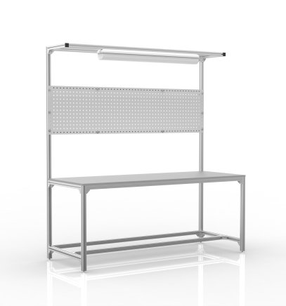Workshop table made of aluminium profiles with upper structure (various variants) - 1