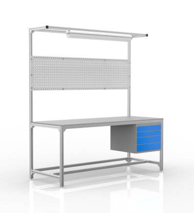 Workshop table made of aluminum profiles, 4 drawers (various options) - 1