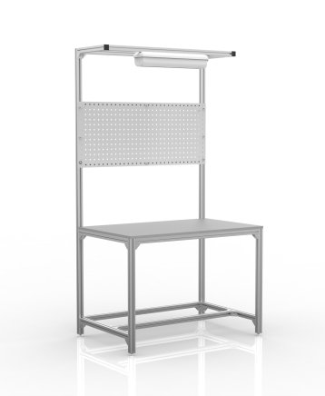 Workshop table made of aluminium profiles with upper structure (various variants) - 1