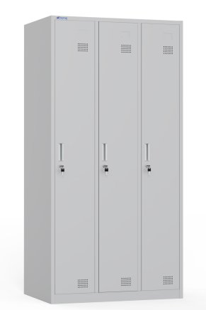 Metal wardrobe with three compartments and padlock closure - 1