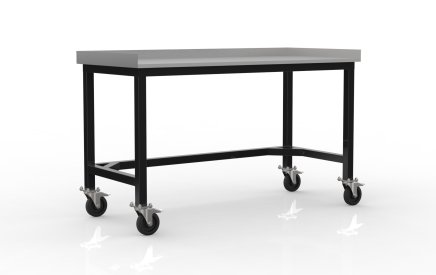 Welded workshop table on wheels with anti-spill edge 24022750 - 1