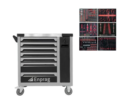 Workshop trolley for tools XT-007 + Tool set in foam insert - 1