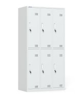 Six-section metal wardrobe with cylinder lock