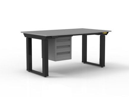 ESD Electrically Height-Adjustable Table with Three-Drawer Cabinet - 1