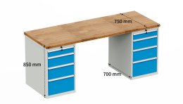 Workshop table with base container HD_1544