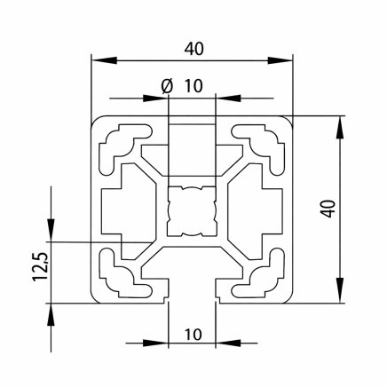 Aluminum profile 40 x 40, MI40x40L B10 1 m + cut to size - 2