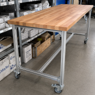 Mobile work table made of aluminum profiles, width 2000 mm - 2