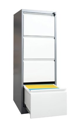 HD four-drawer filing cabinet for A4 format white grey - 1