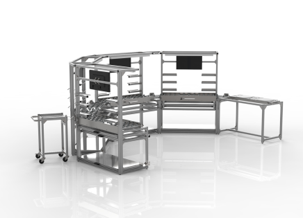 Assembly line with retractable ball transfer system and locking mechanism - 2