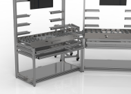 Assembly line with retractable ball transfer system and locking mechanism - 3