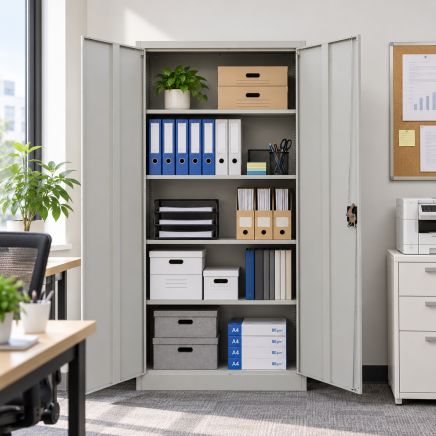 Metal Storage Cabinet with Shelves Enprag JF-C01, Grey - 6