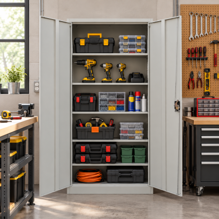 Metal Storage Cabinet with Shelves Enprag JF-C01, Grey - 7