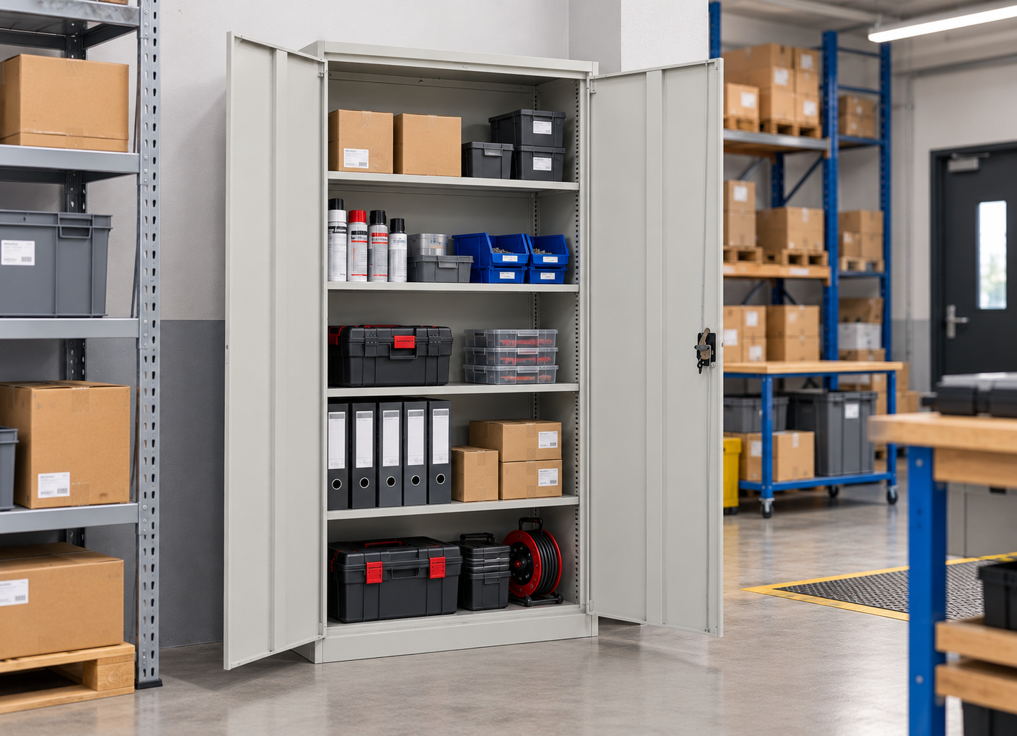 Metal Storage Cabinet with Shelves Enprag JF-C01, white - 9