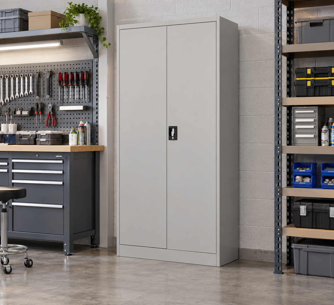 Metal Storage Cabinet with Shelves Enprag JF-C01, white - 10