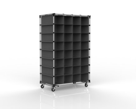 Trolley with textile insert secured by eyelets, 32 + 32 pockets - 1