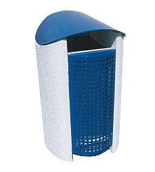Concrete trash can with metal roof 1040 - 1